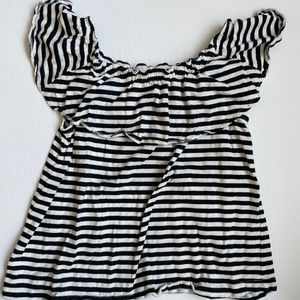 JCrew girls striped ruffled short sleeve top